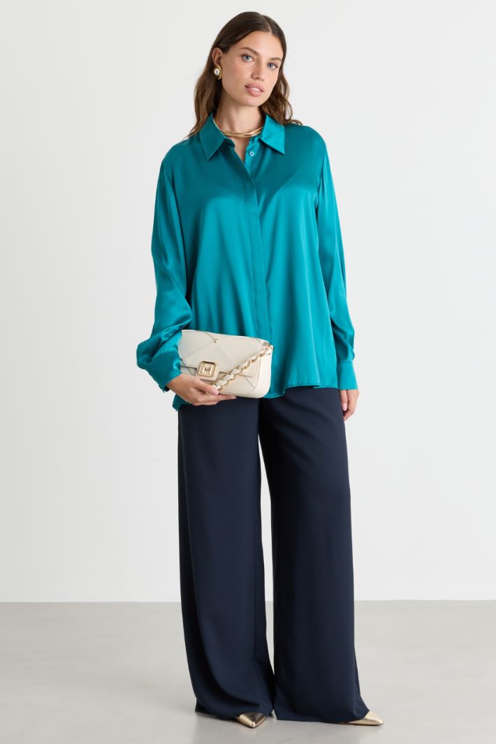 Satin Blouse - LIGHT BLUE - Intrend