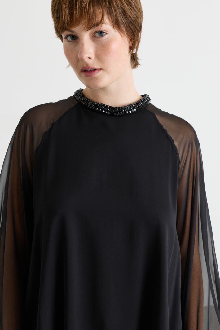 Blusa in cady e chiffon - NERO - Intrend - 3