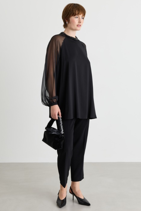 Blusa in cady e chiffon - Intrend