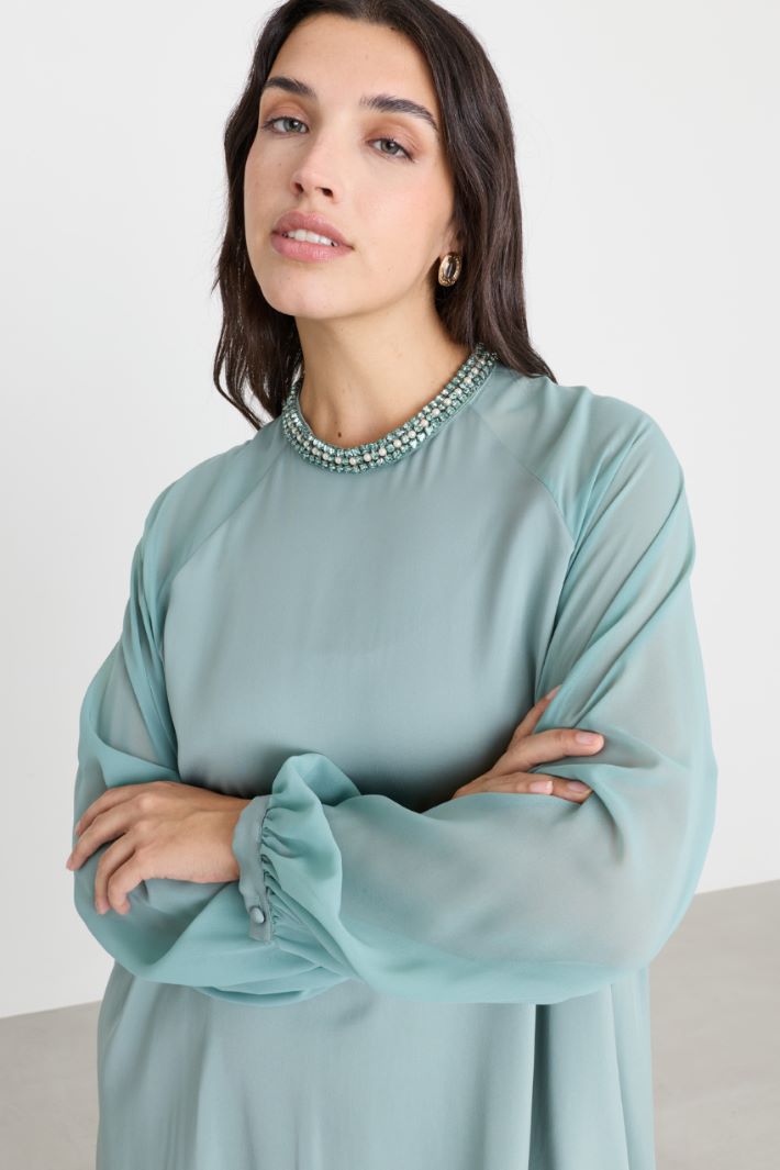 Blusa in cady e chiffon - VERDE - Intrend - 3