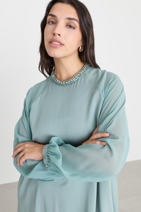 Blusa in cady e chiffon