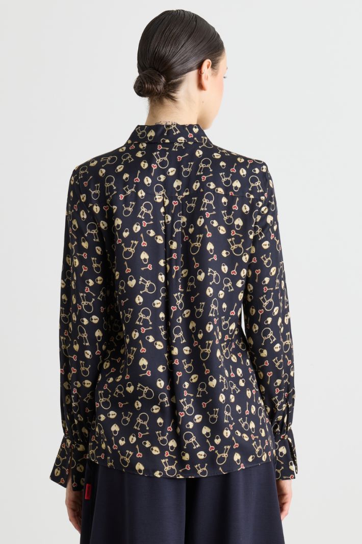 Camicia in tessuto stampato - NERO - Intrend - 4