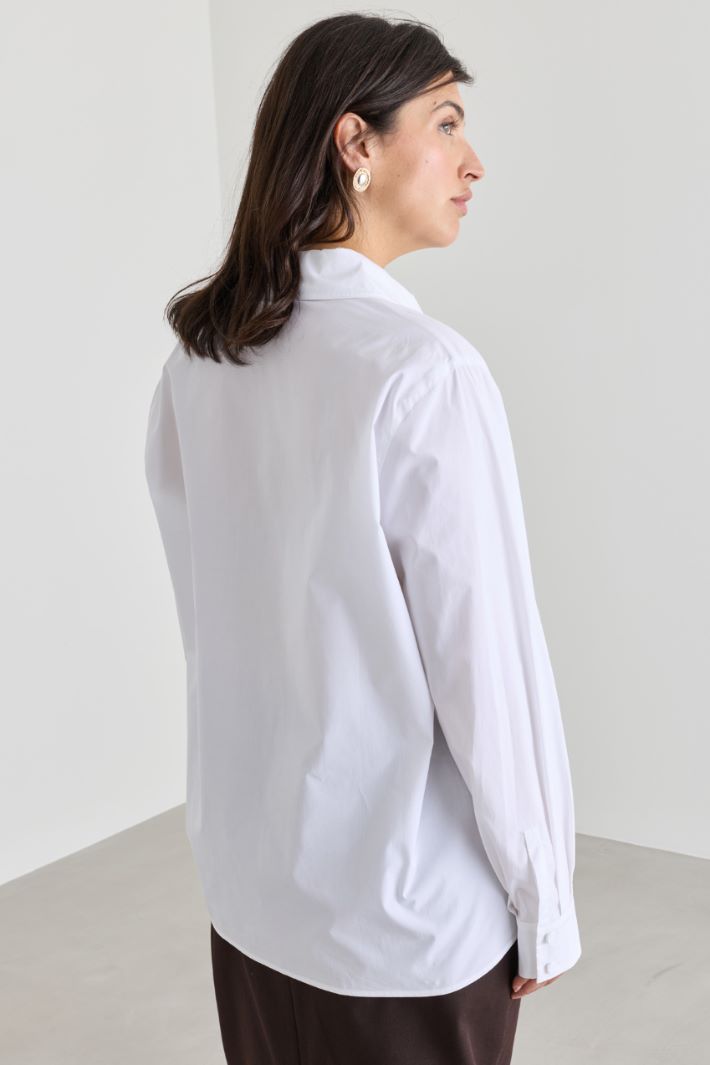 Camicia in popeline con ricamo - BIANCO - Intrend - 4