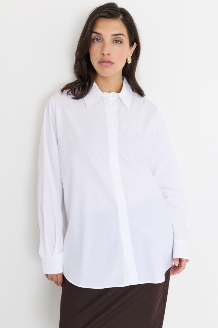 Camicia in popeline con ricamo - BIANCO - Intrend - 2