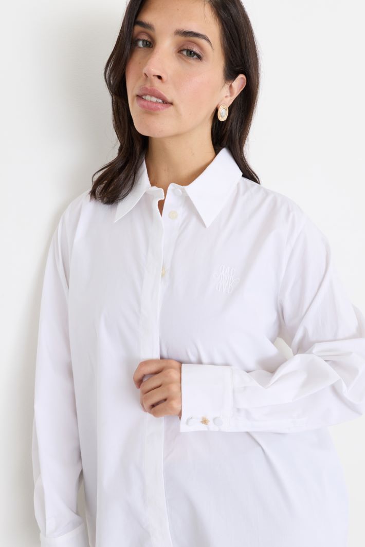 Camicia in popeline con ricamo - BIANCO - Intrend - 3