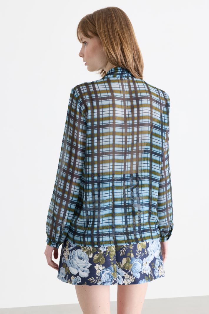 Printed crepe blouse - LIGHT BLUE BLACK GREEN - Intrend - 4