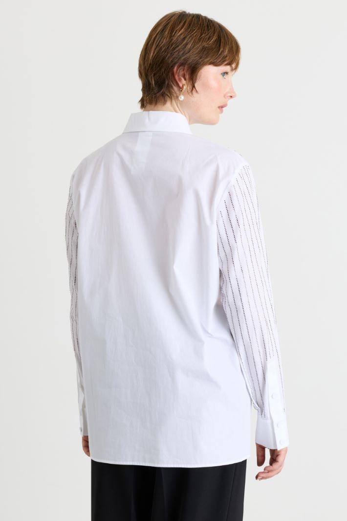 Camicia in popeline con ricamo - BIANCO - Intrend - 4