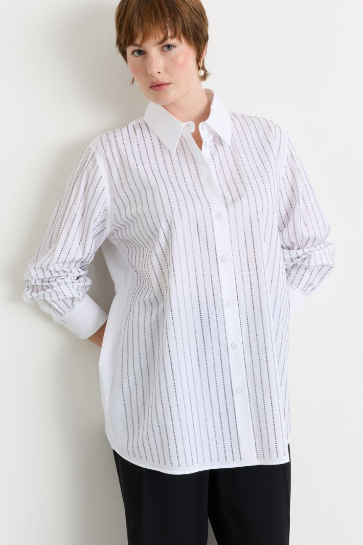 Camicia in popeline con ricamo - BIANCO - Intrend - 2