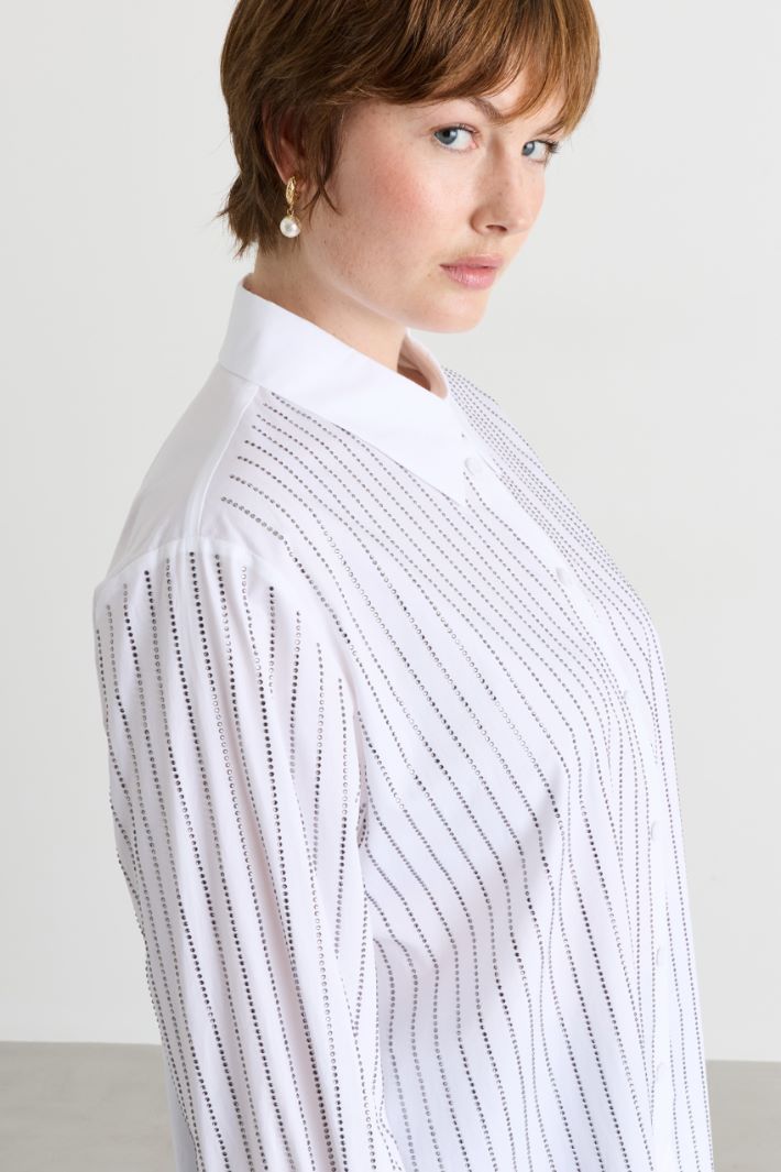 Camicia in popeline con ricamo - BIANCO - Intrend - 3