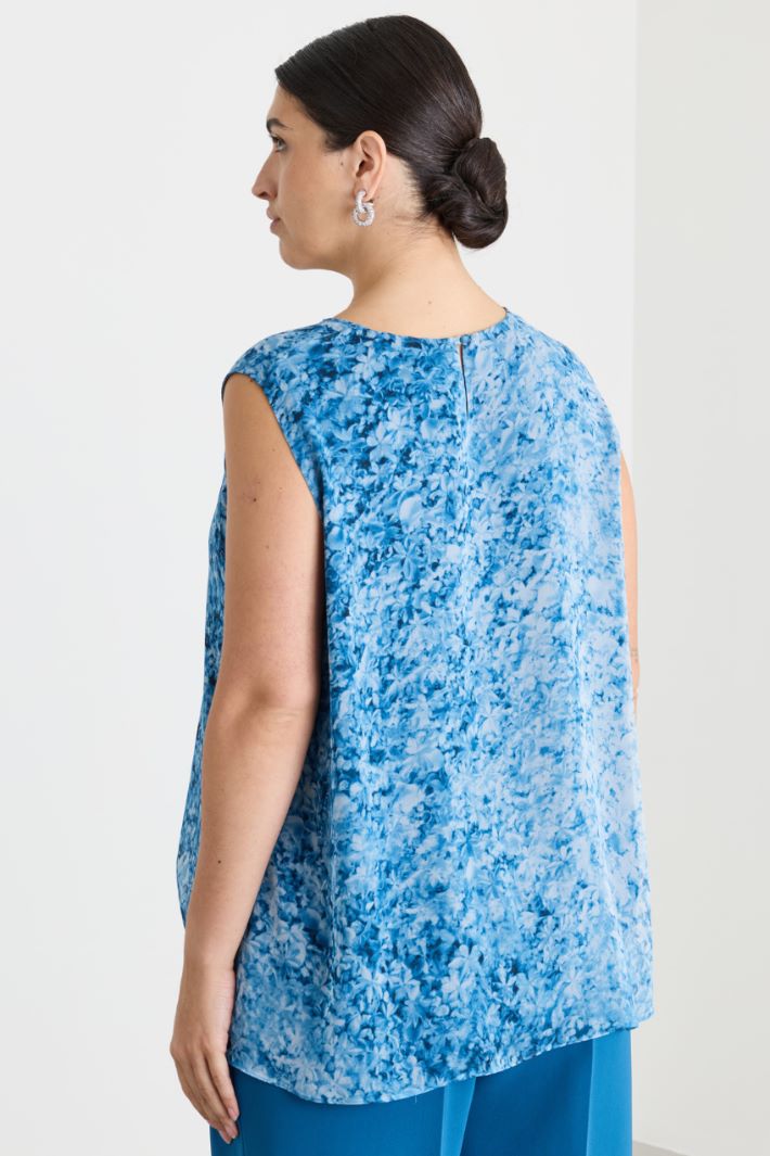 Blusa in georgette con balze verticali - AZZURRO - Intrend - 4