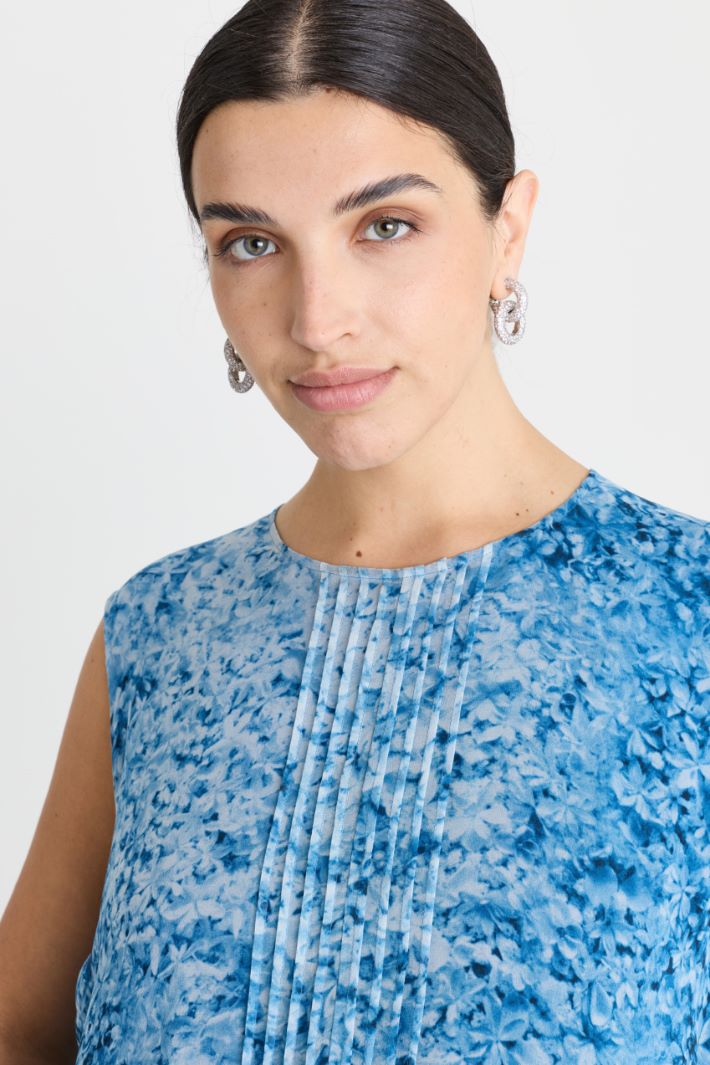Blusa in georgette con balze verticali - AZZURRO - Intrend - 3
