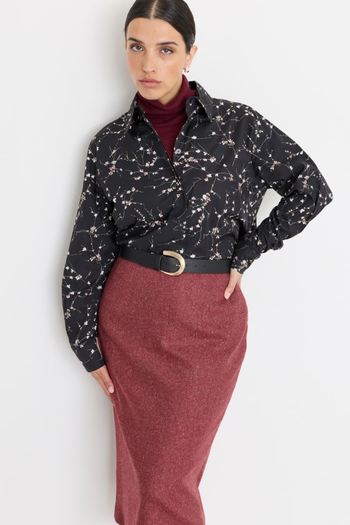 Camicia in popeline con stampa - NERO - Intrend - 2