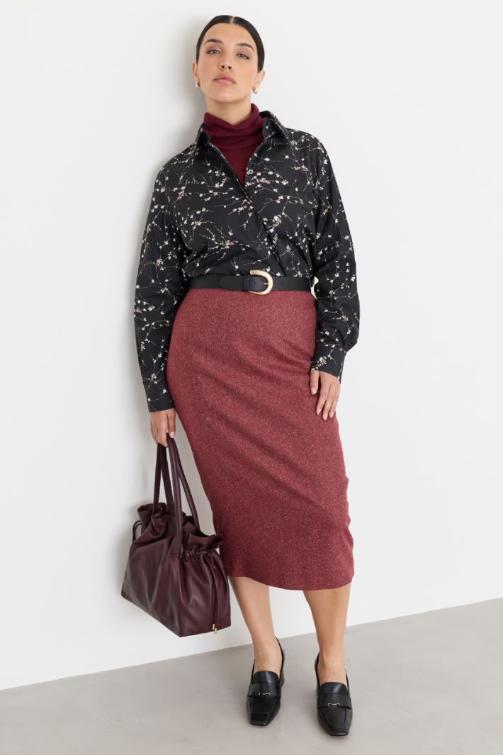 Camicia in popeline con stampa - NERO - Intrend