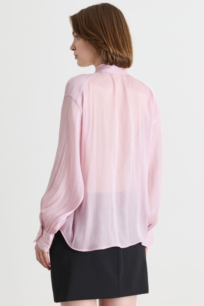 Blusa con collo a foulard - ROSA - Intrend - 4