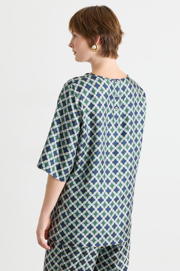 Blusa in twill - BLU VERDE - Intrend - 4
