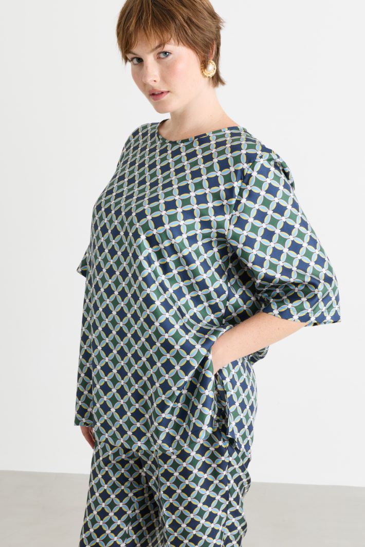 Blusa in twill - BLU VERDE - Intrend - 2