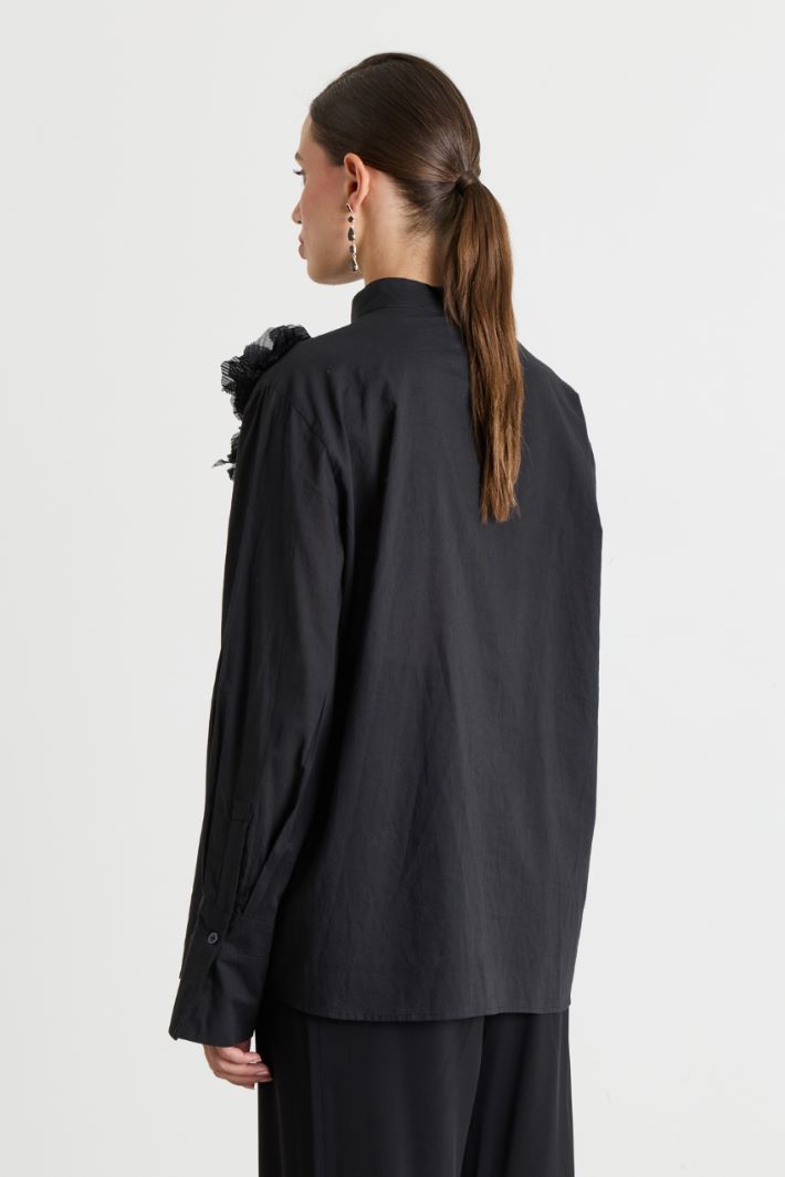 Embroidered voile shirt - BLACK - Intrend - 4