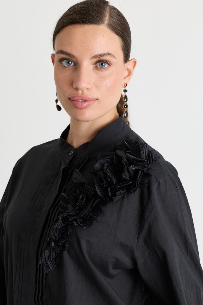 Embroidered voile shirt - BLACK - Intrend - 3