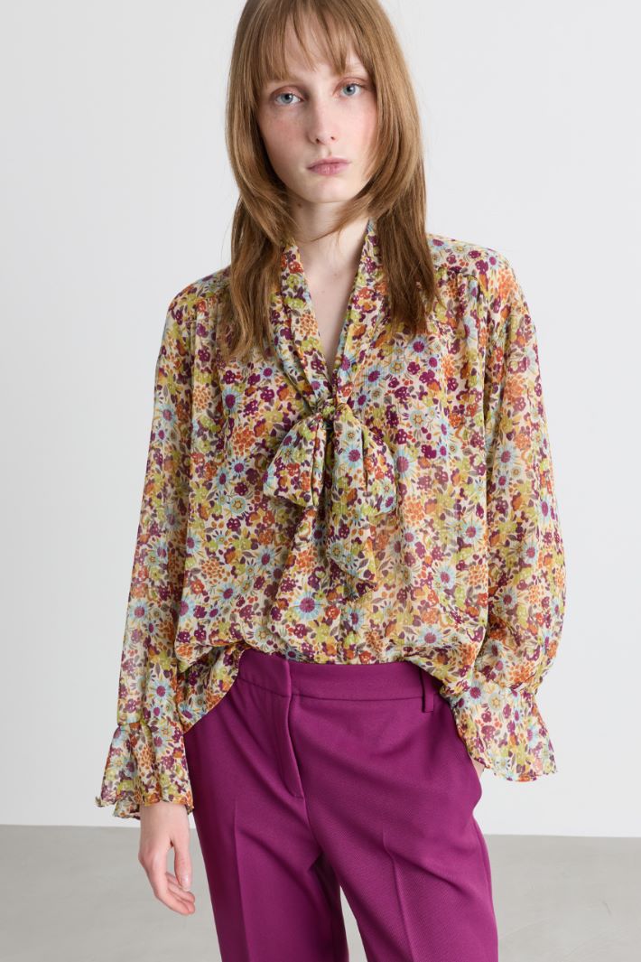 Blusa in crepe stampato - ARANCIONE BORDEAUX - Intrend - 2