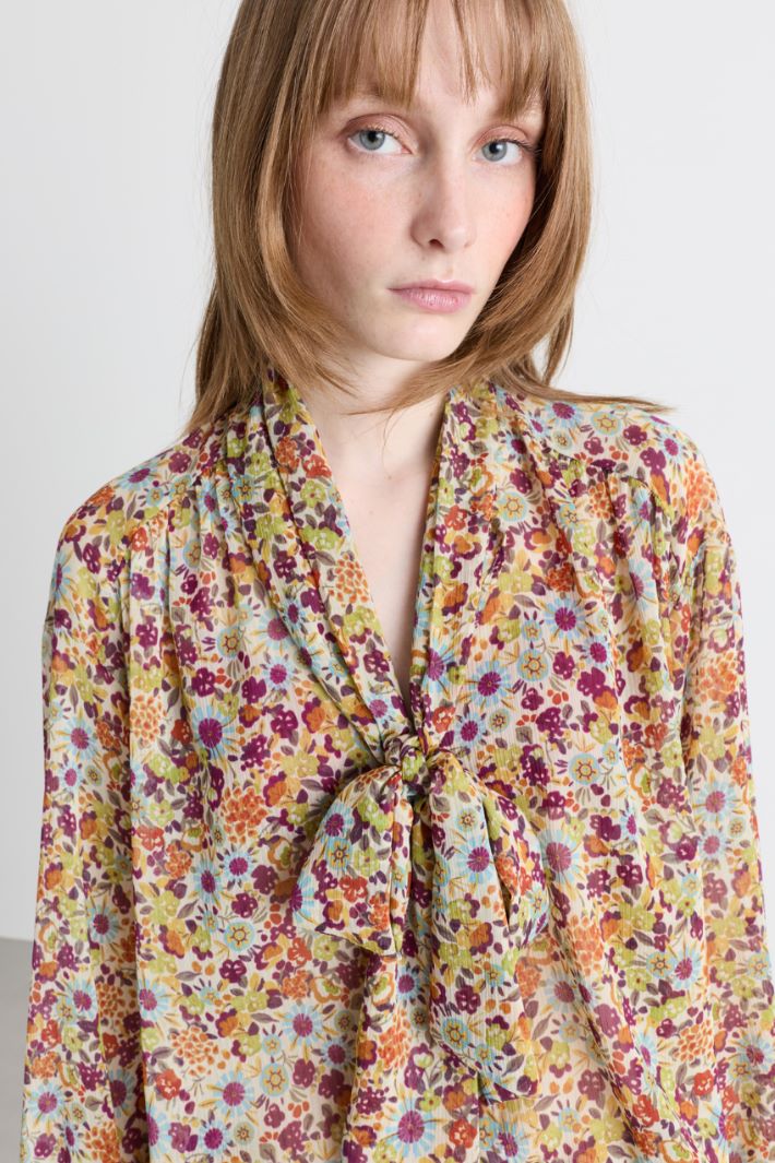 Blusa in crepe stampato - ARANCIONE BORDEAUX - Intrend - 3