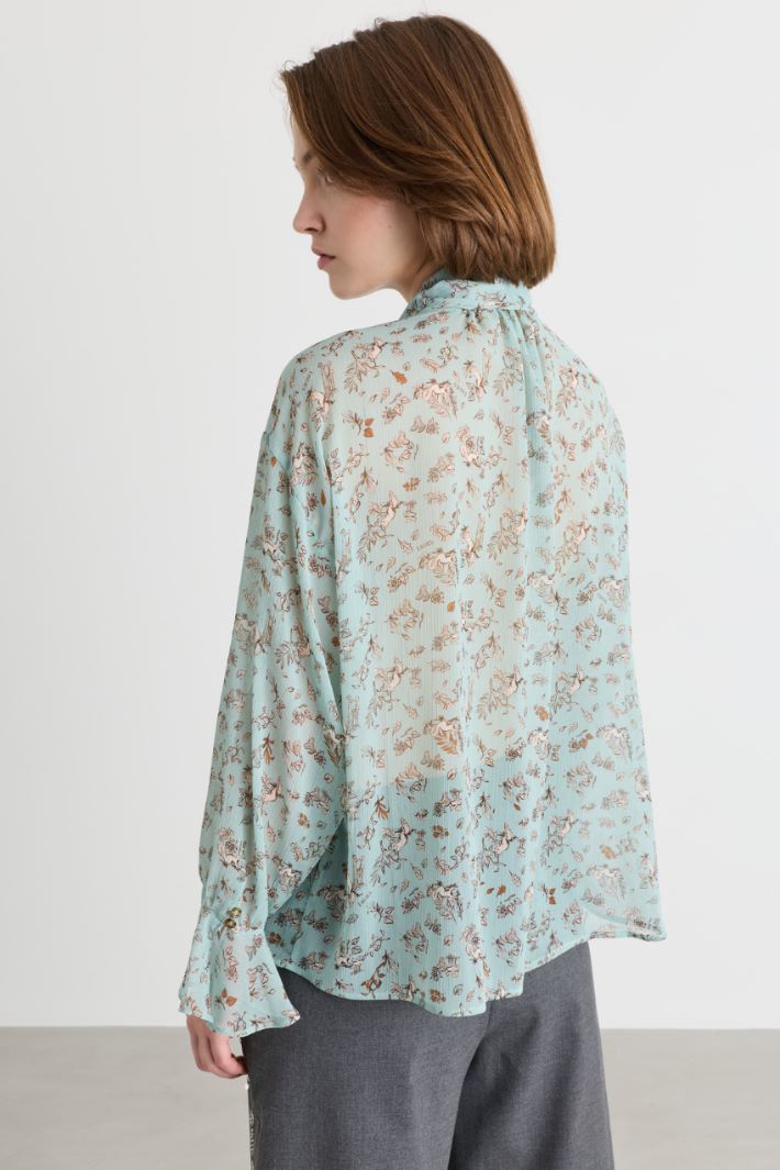 Blusa in crepe stampato - VERDE - Intrend - 4