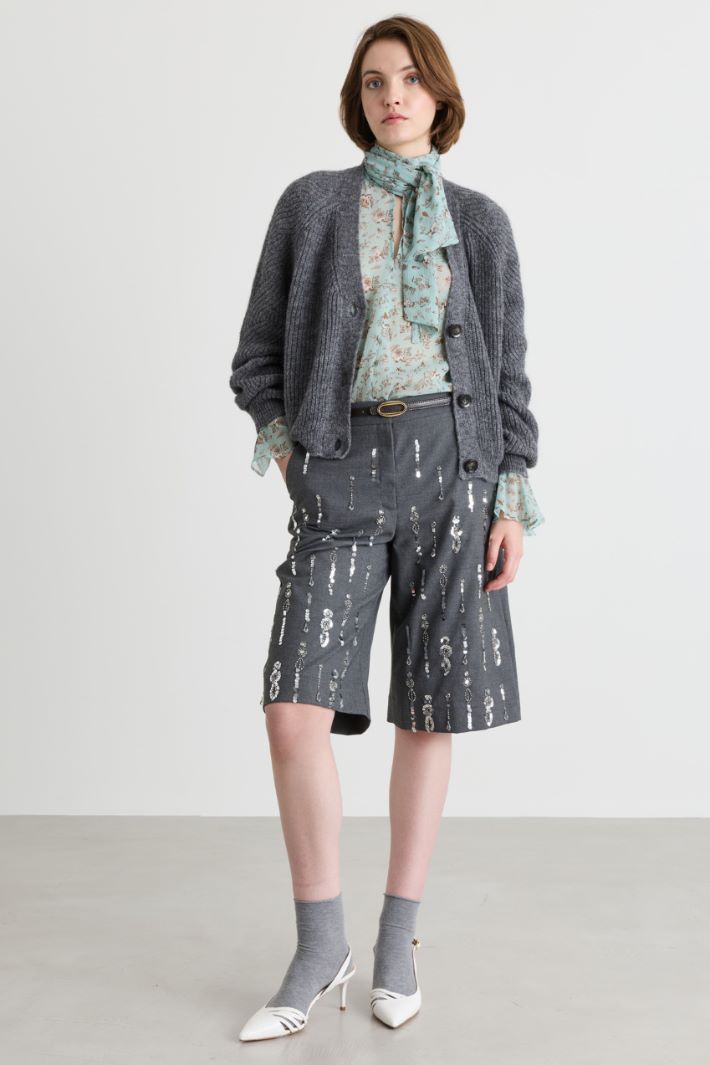 Blusa in crepe stampato - VERDE - Intrend