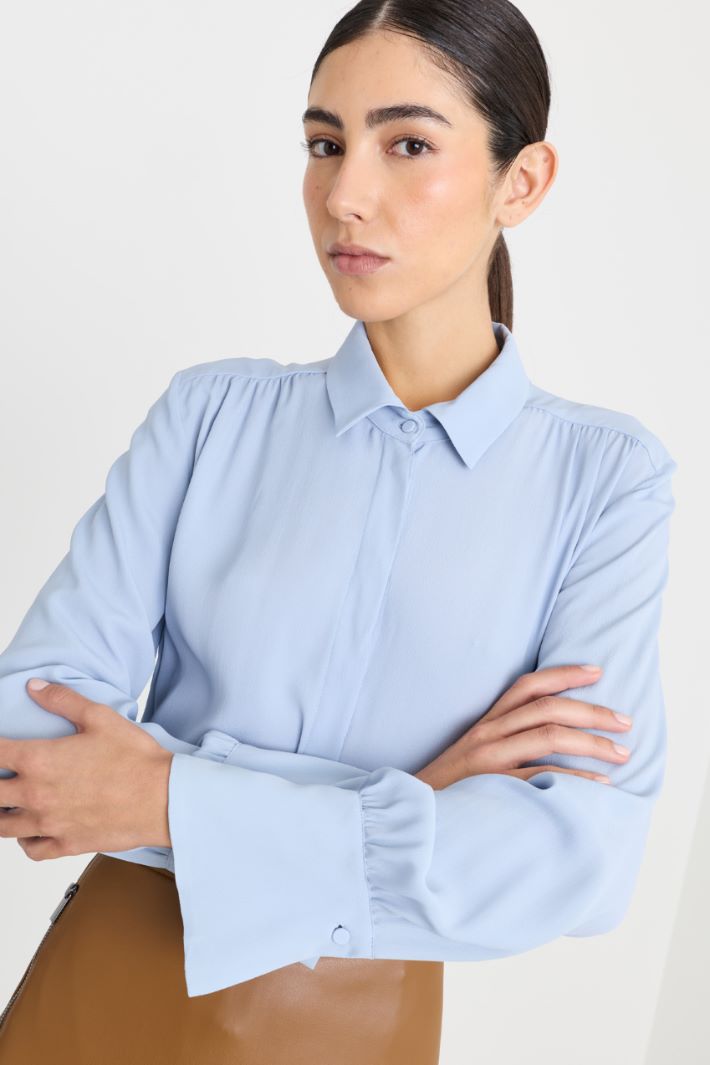 Blusa con fiocco - AZZURRO - Intrend - 3