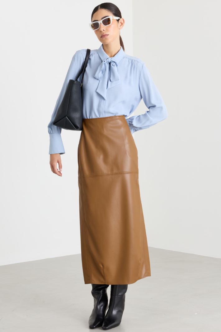 Blusa con fiocco - AZZURRO - Intrend