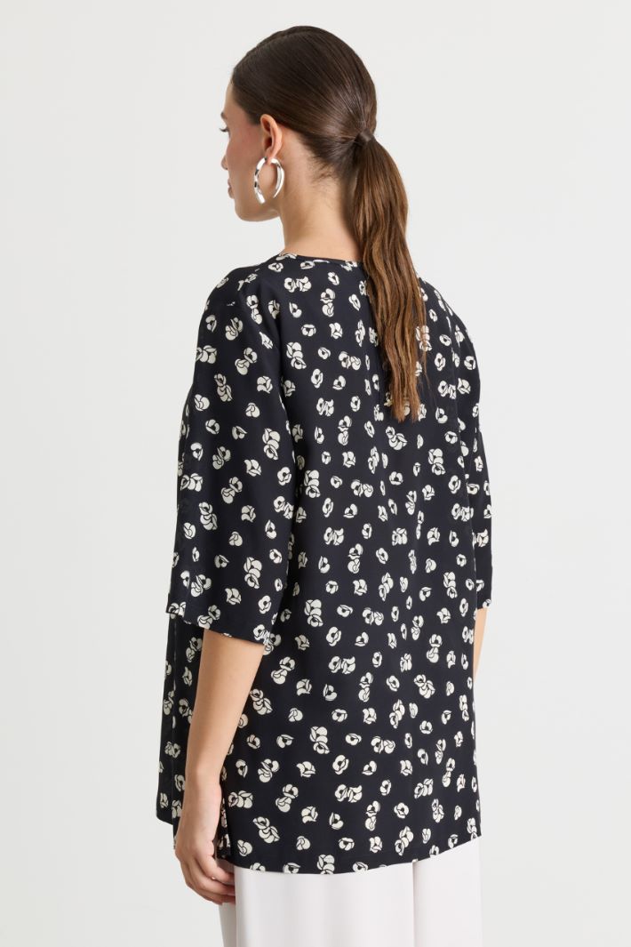 Crêpe de Chine blouse - BLACK - Intrend - 4