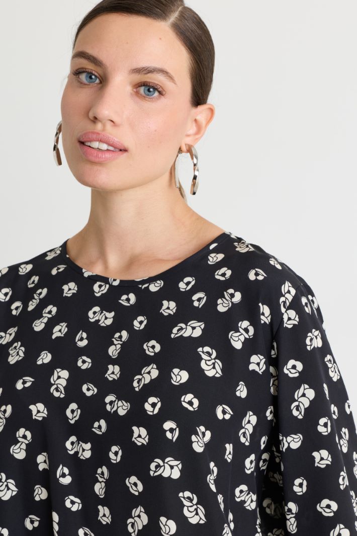 Crêpe de Chine blouse - BLACK - Intrend - 3