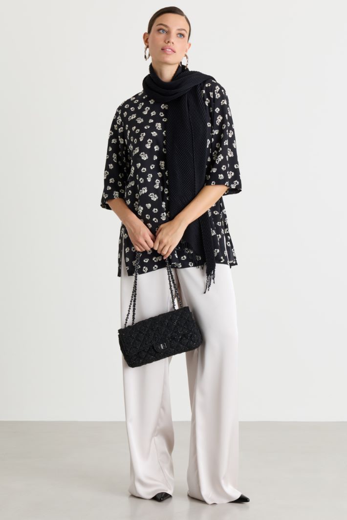 Crêpe de Chine blouse - BLACK - Intrend