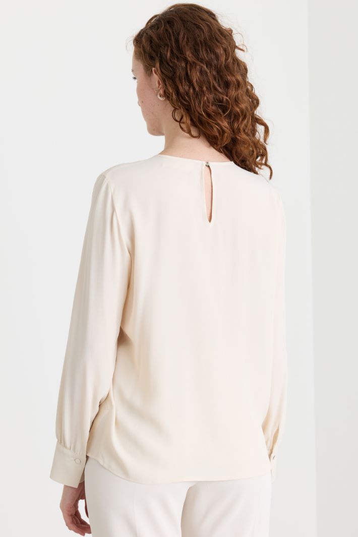 Blusa con arricciatura - BIANCO - Intrend - 4