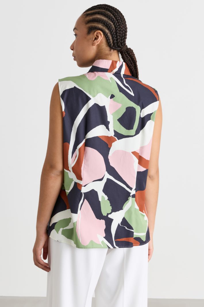 Camicia in popeline stampato - VERDE NERO - Intrend - 4