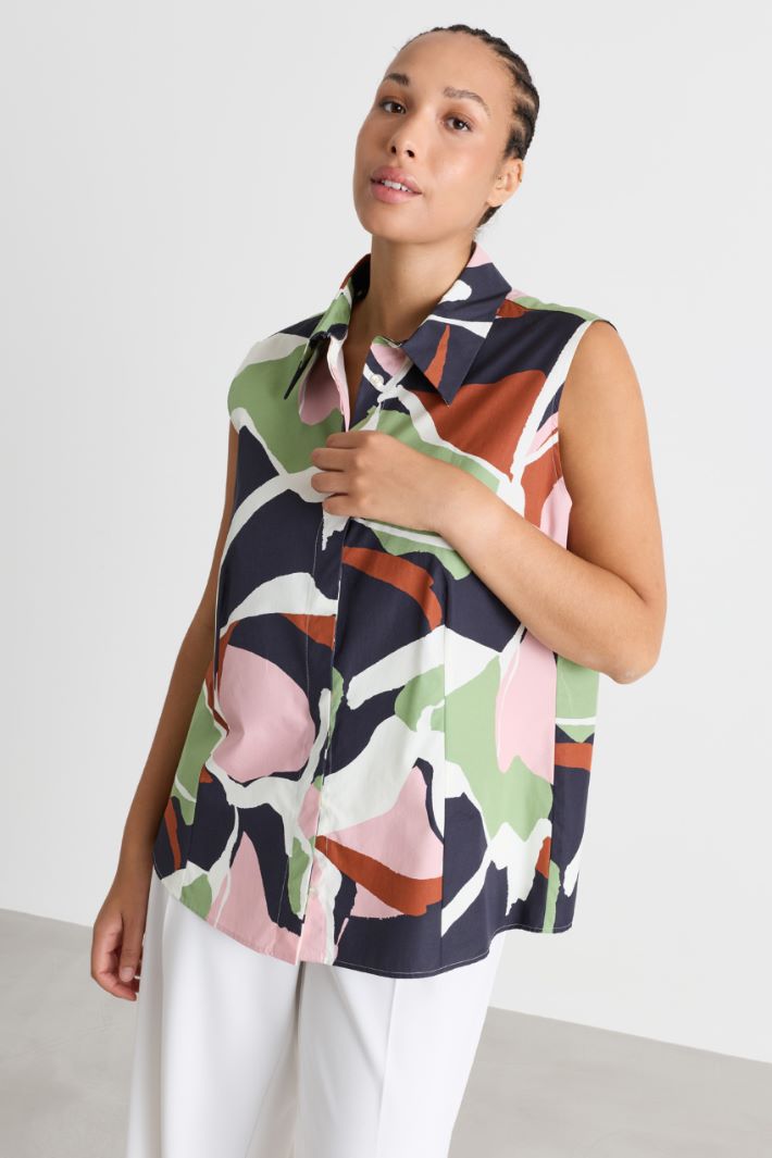 Camicia in popeline stampato - VERDE NERO - Intrend - 2