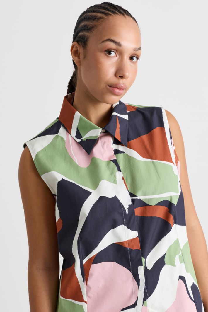 Camicia in popeline stampato - VERDE NERO - Intrend - 3