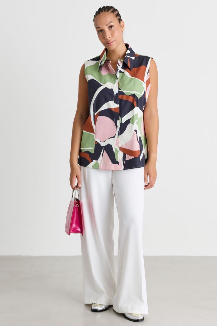 Camicia in popeline stampato - VERDE NERO - Intrend