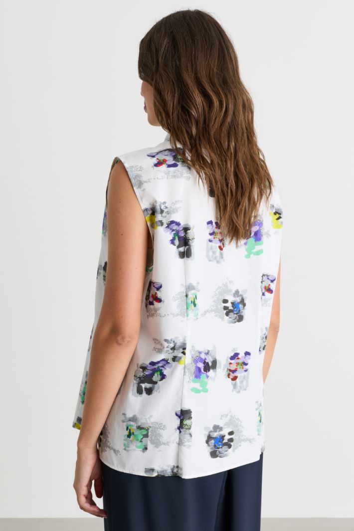 Printed poplin shirt - WHITE GREY - Intrend - 4