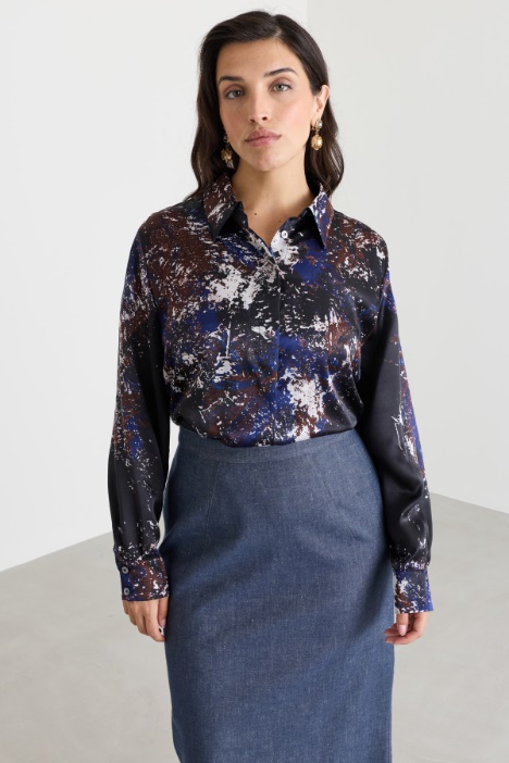 Camicia in raso con stampa piazzata - Intrend