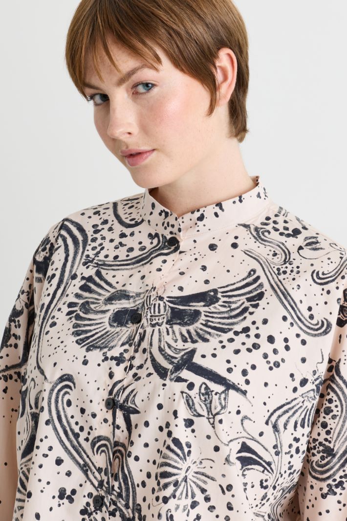 Camicia in popeline stampato - AVORIO NERO - Intrend - 3