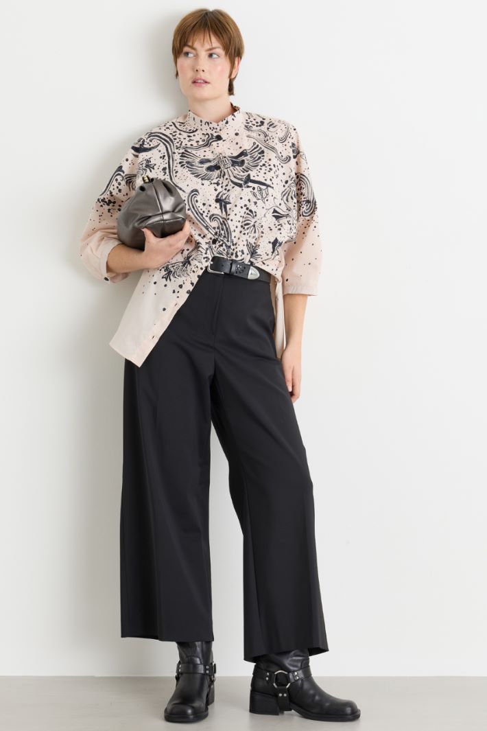 Camicia in popeline stampato - AVORIO NERO - Intrend