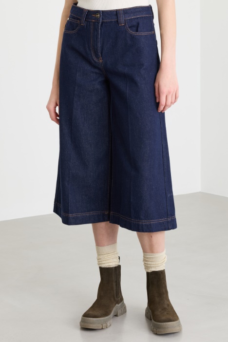 Pantalone cropped effetto jeans