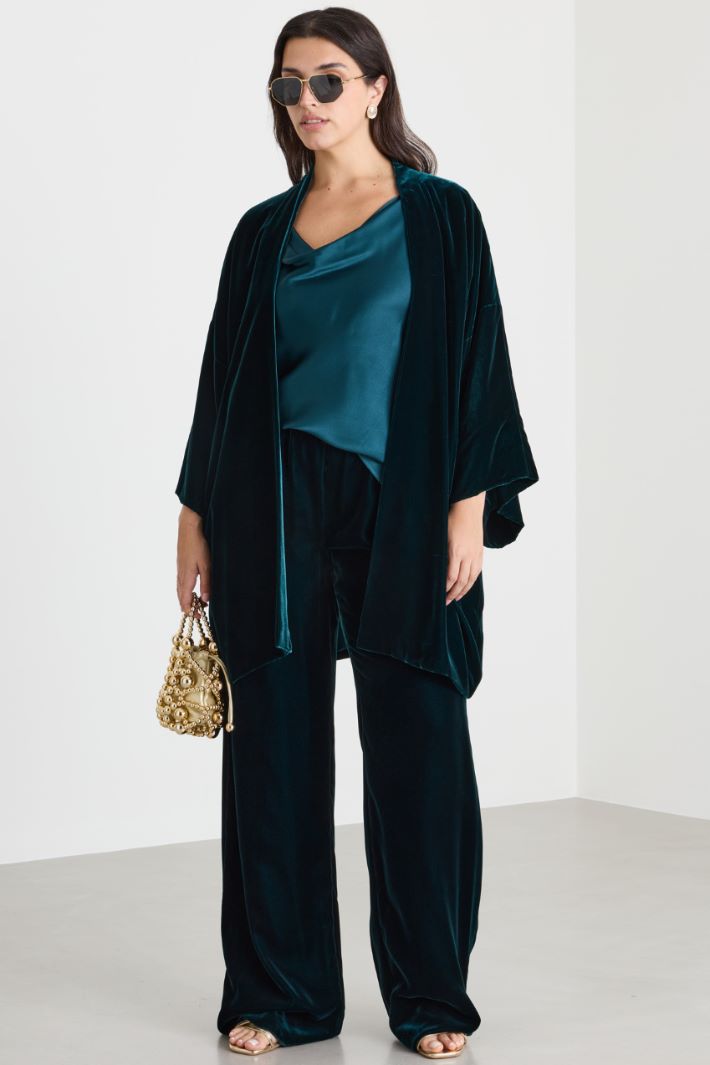 Velvet Trousers - BLUE - Intrend