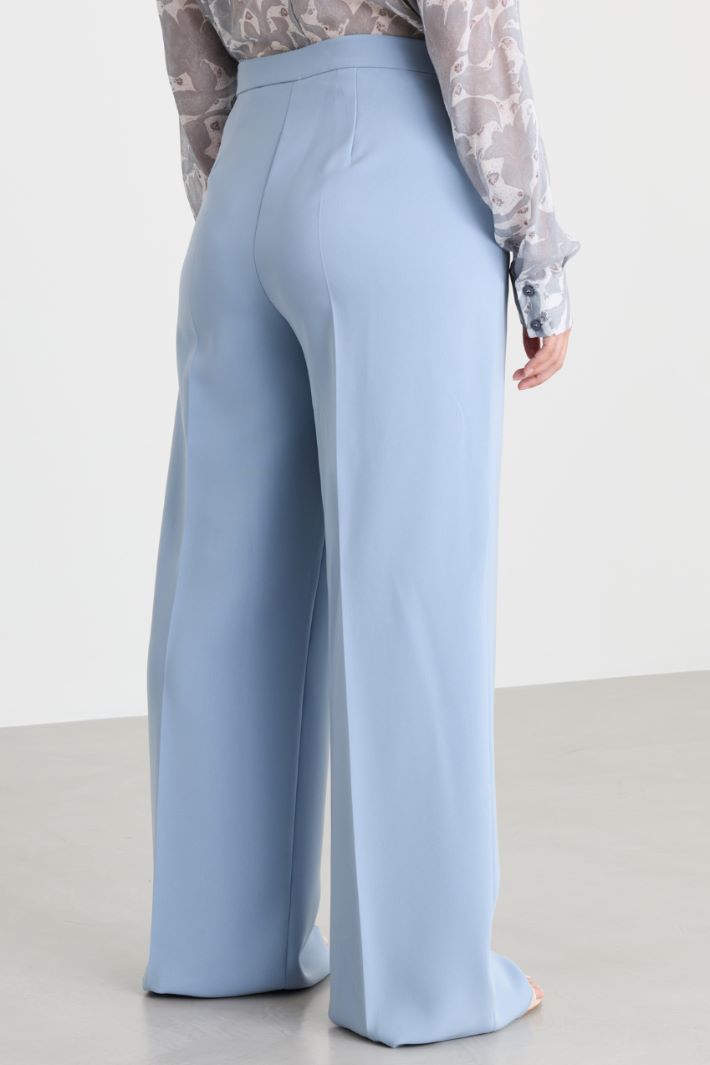 Wide-leg cady trousers - LIGHT BLUE - Intrend - 4