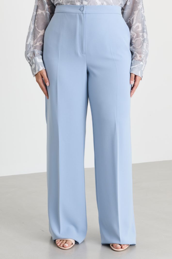 Wide-leg cady trousers - LIGHT BLUE - Intrend - 2