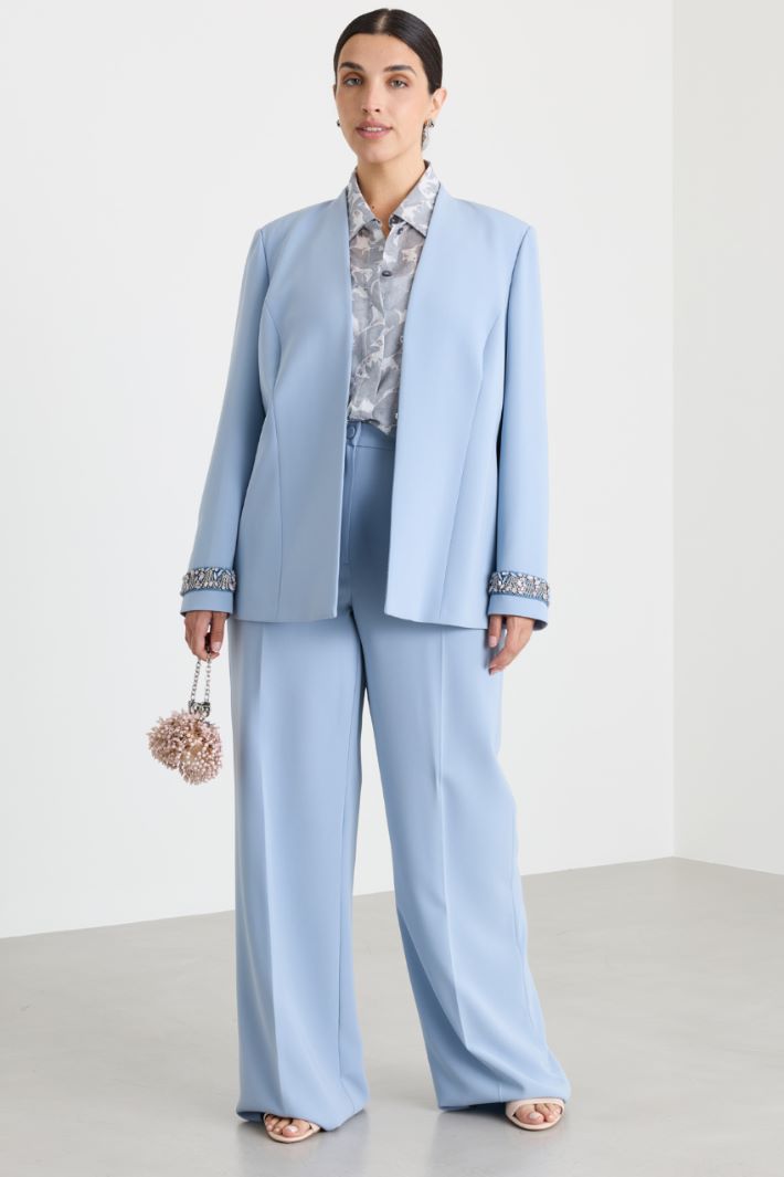 Wide-leg cady trousers - LIGHT BLUE - Intrend
