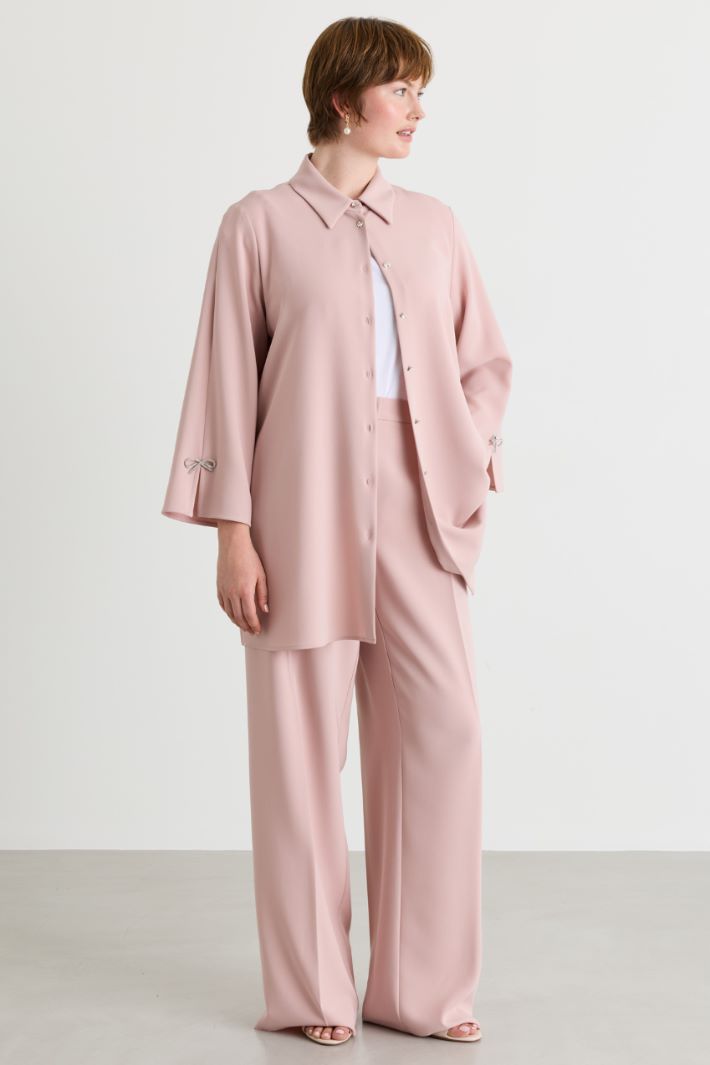 Wide-leg cady trousers - PINK - Intrend