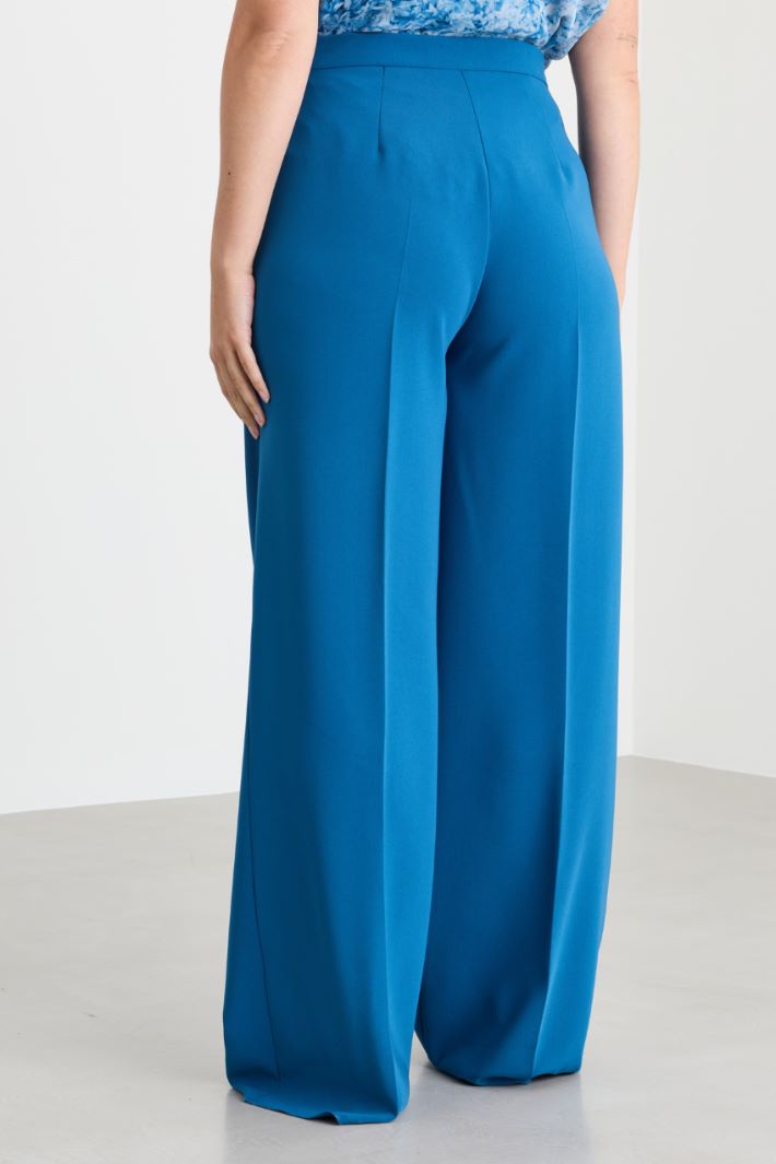 Wide-leg cady trousers - BLUE - Intrend - 4