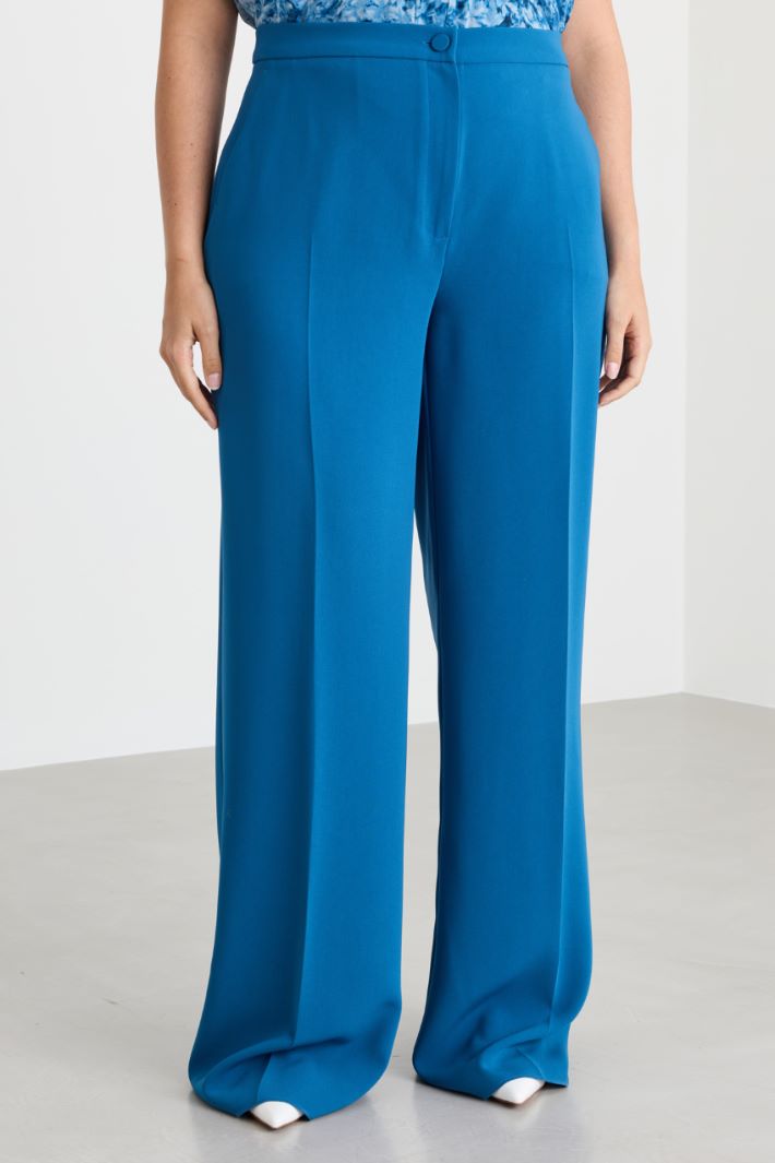 Wide-leg cady trousers - BLUE - Intrend - 2