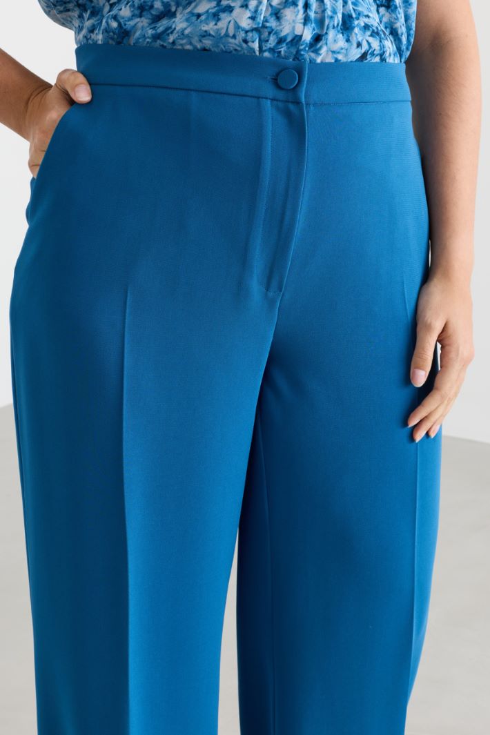 Wide-leg cady trousers - BLUE - Intrend - 3