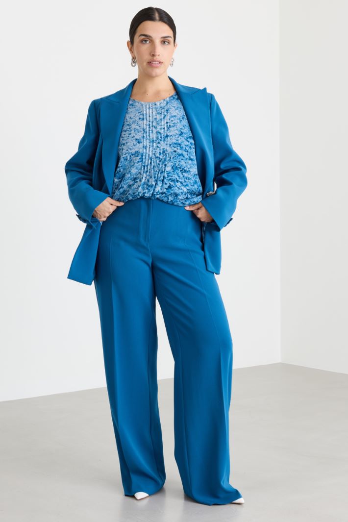 Wide-leg cady trousers - BLUE - Intrend